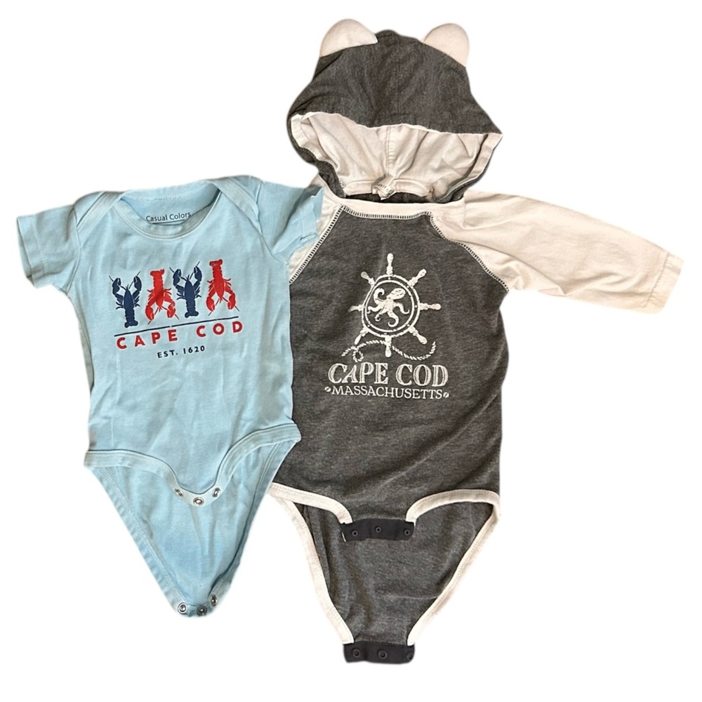 6m Cape Cod Baby Onesie Massachusetts Tourist Tee Souvenir Bodysuit Bundle Lot 2